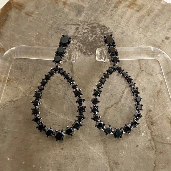 Sterling Silver 925 FZN Faceted Black Tourmaline Teardrop Dangle Drop Earrings - Picture 16 of 16